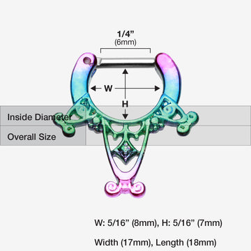 Detail View 1 of Colorline Amarhus Tribal Filigree Septum Clicker-Rainbow